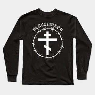 Peacemaker Orthodox Cross Barbed Wire Metal Hardcore Punk Pocket Long Sleeve T-Shirt